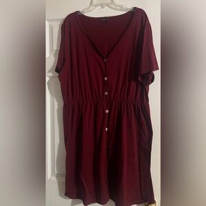 SHEIN Burgundy Button-Down Dress